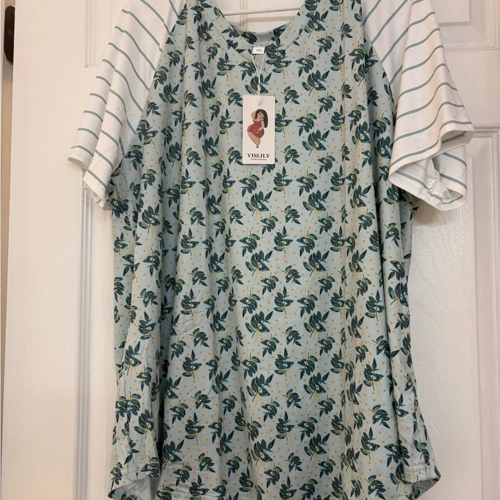 Vislily Floral and Striped Top - Picture 1 of 3